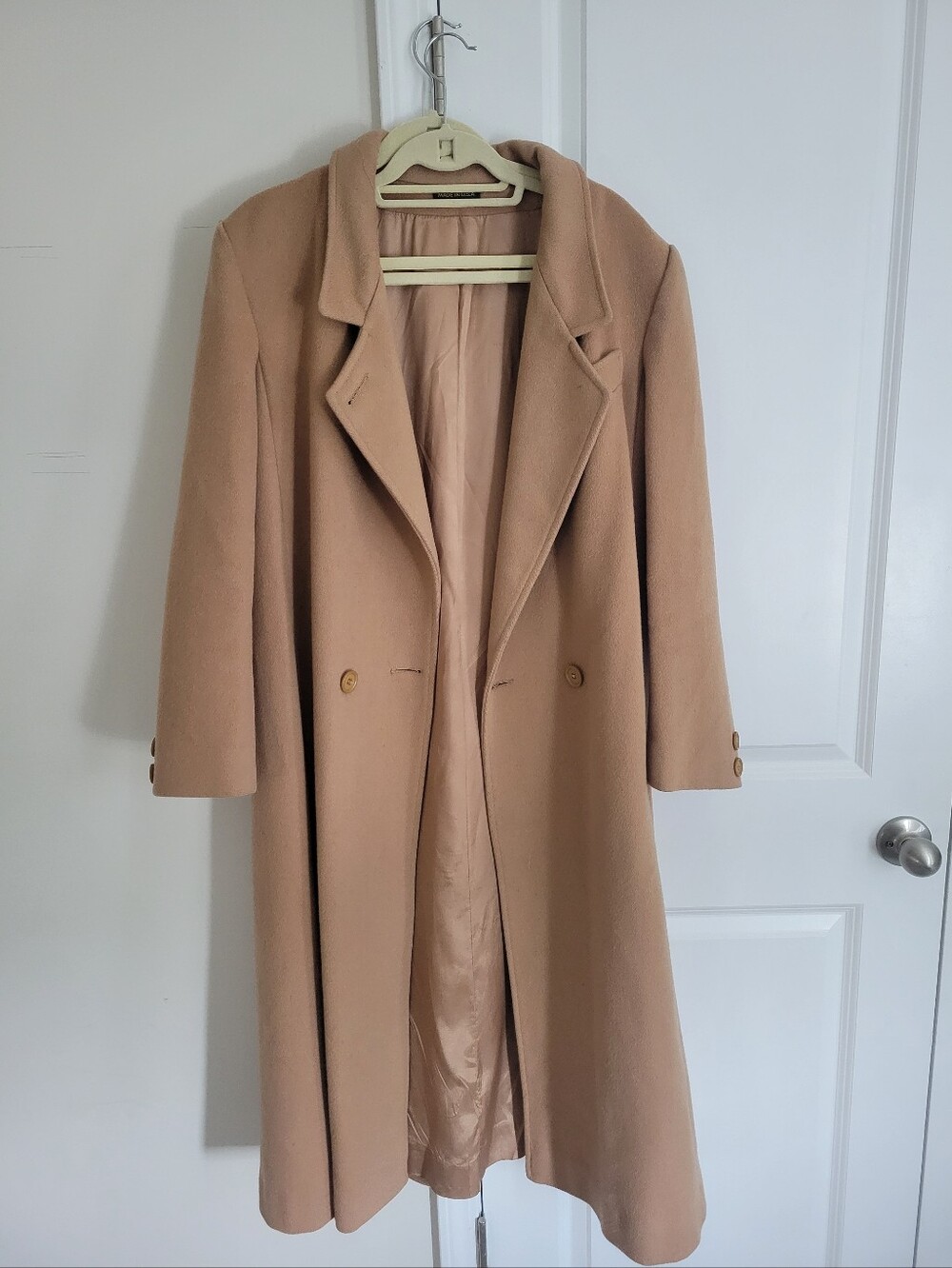 Vintage Junior Colony Camel Wool Coat - Double Breasted Long Coat